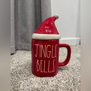Rae Dunn Holiday Christmas Red Mug w/ Santa Hat Topper Magenta